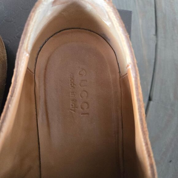 GUCCI Men's Cuir/Queen Cambridge Suede Oxford Shoes Size 12 - Picture 7 of 12